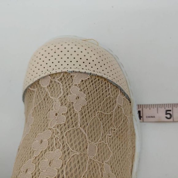 TMA Eyes Womens Ballet Flats Shoes Beige Floral Lace Leather Slip On EUR 41 - Picture 7 of 10